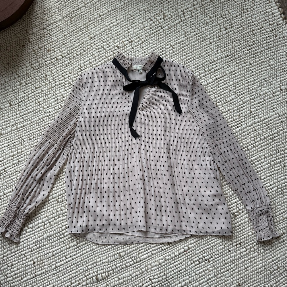 Max Studio Black and Cream Patterned Blouse